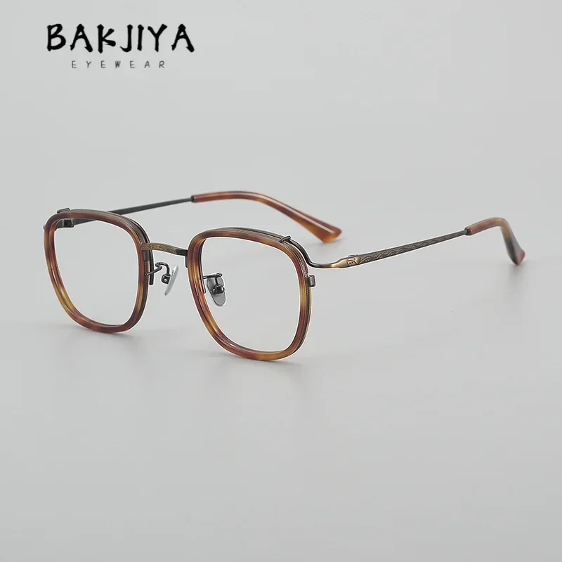 Vintage Titanium Acetate Glasses Frame Personality Retro Square Large Men Women Eyeglasses Frame Premium Myopia Reading Eyewear