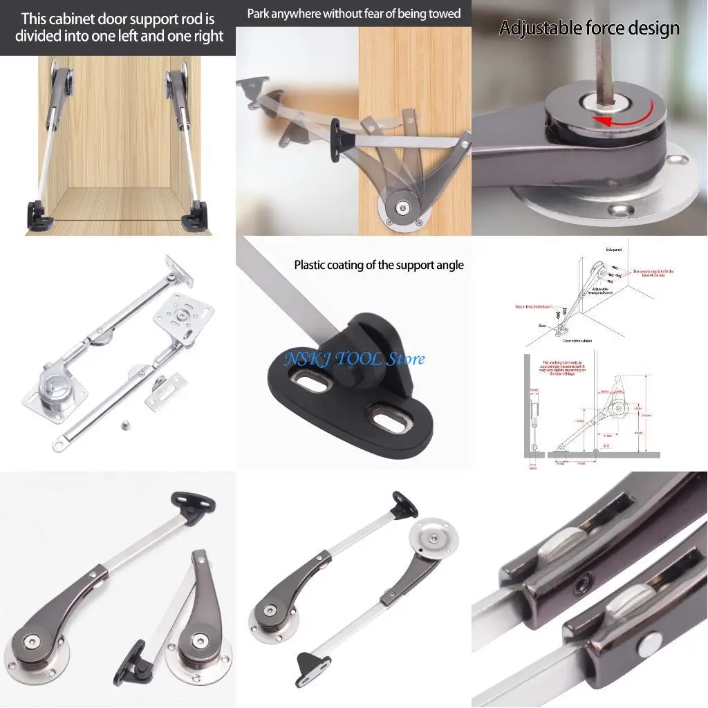 L8RC Universal Cabinet Door Hydraulic Lift Arm with Corrosion Resistance Quiet Closing Mechanism Wardrobe Door Support Rod