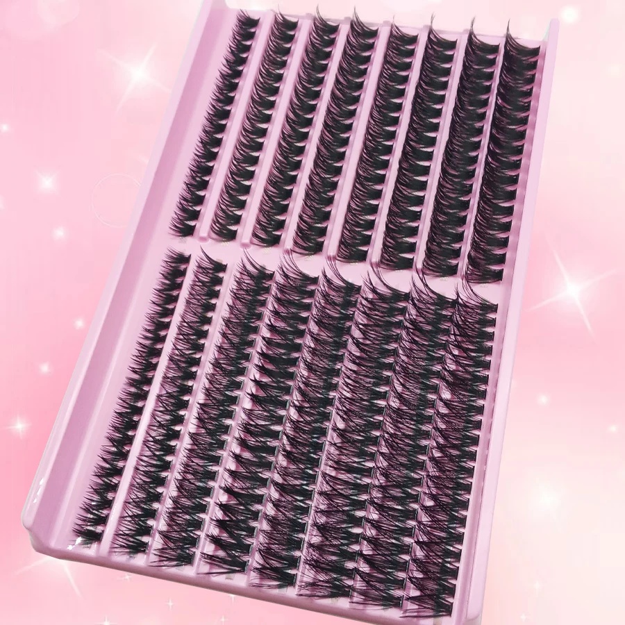 ミックスシングルクラスター 60P80P-0.07D カールセルフグラフトまつげ - 太く、カールした、柔らかく、ふわふわ、自然なウェーブ、濃密なまつげ