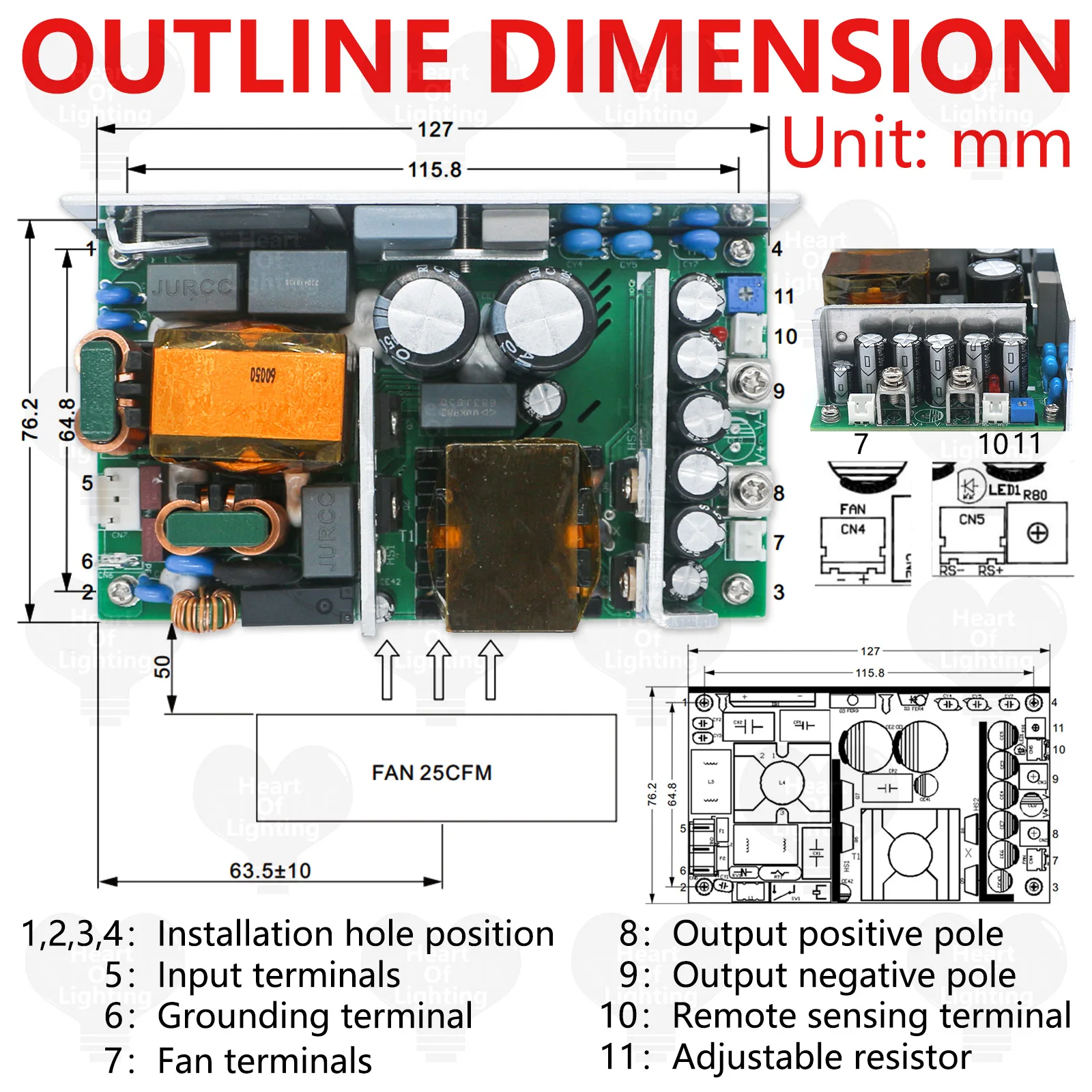 Power Supply DC24V 13.34A 25A 320W 600W(25CFM) Lighting Transformer Adapter AC110V/220V LED Driver Natural /Forced air cooling