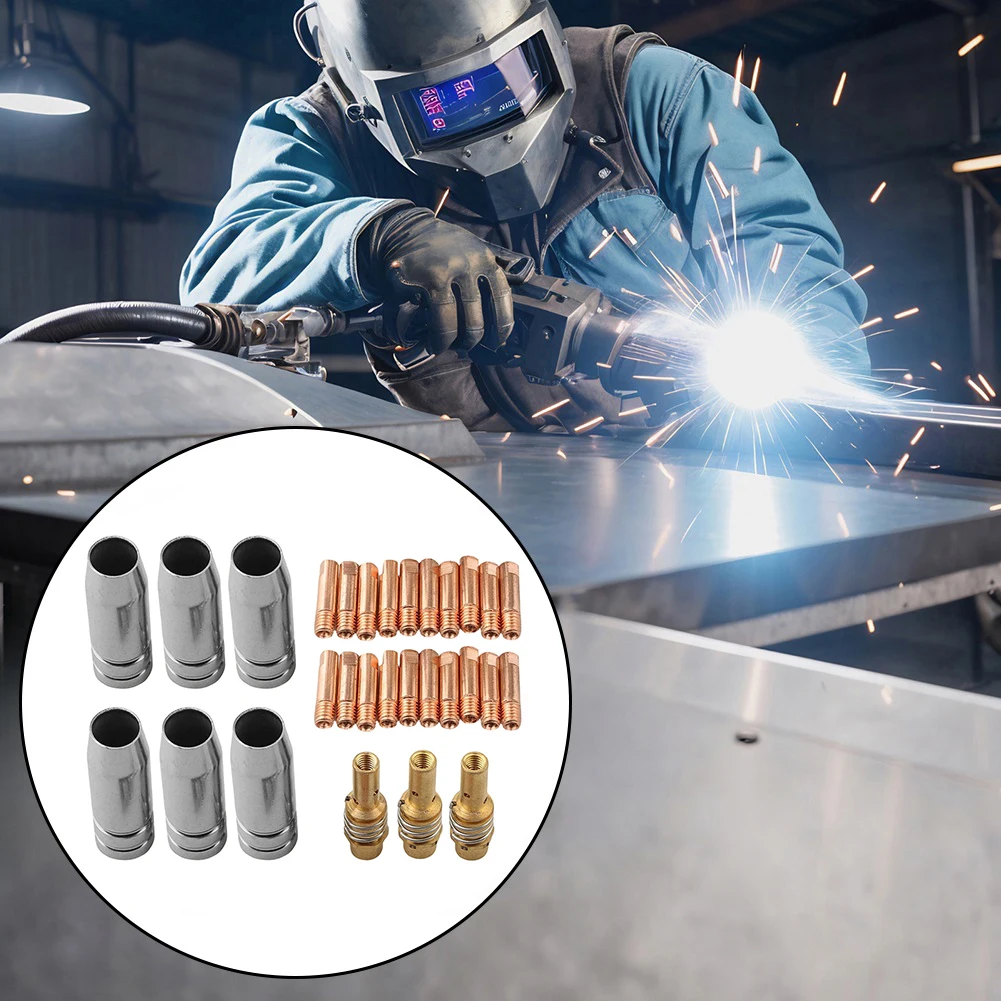 

29PCS Contact Tip Nozzle Parts Kit For 15AK For MIG Welder Accessories 0.8/0.9mm Welding Part Gas Nozzles/Diffusers Contact Tips