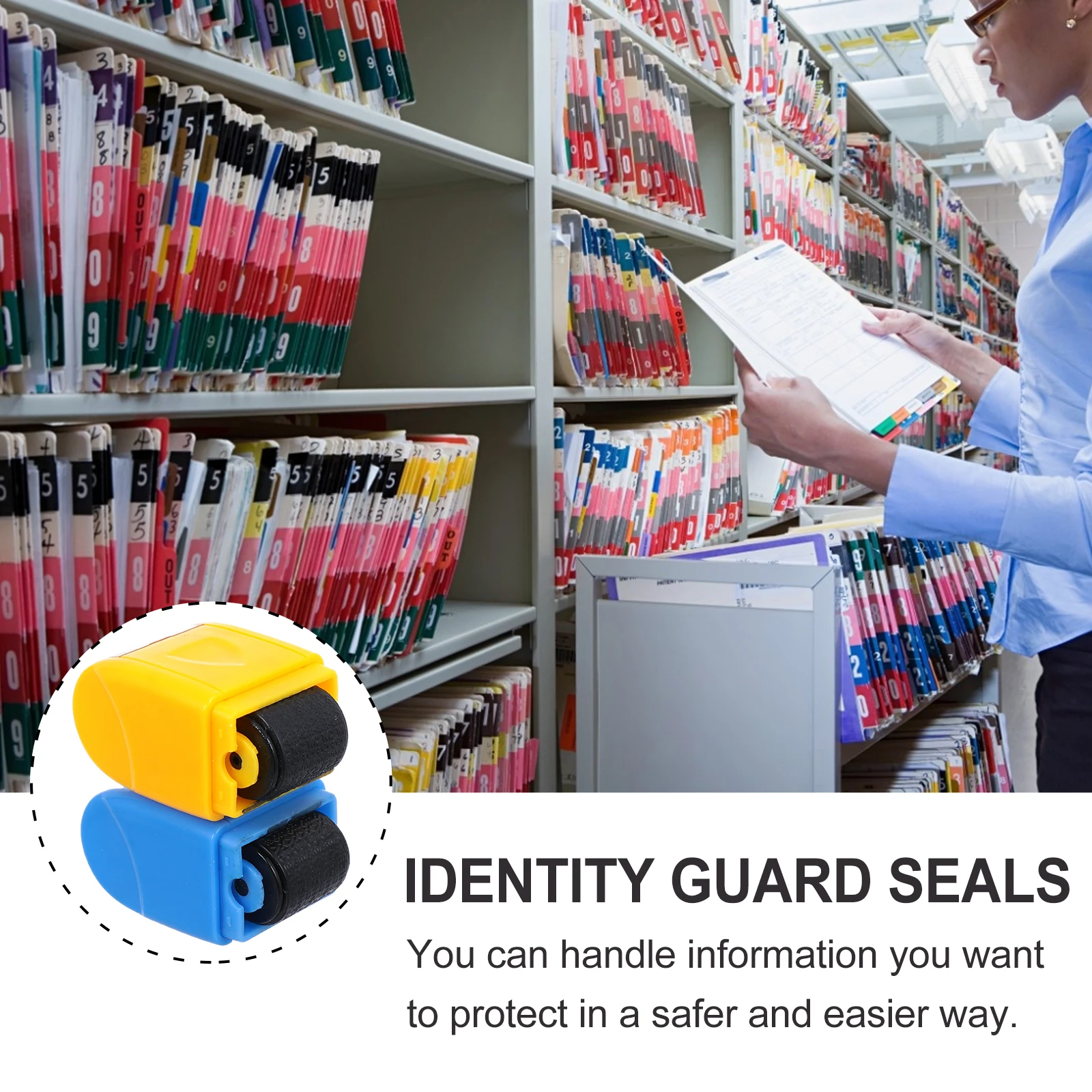 2pcs Privacy Protection Stamp Reusable Waterproof Security Stamper Hide Address Prevent Leakage Office Seals