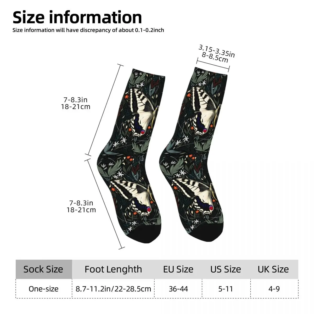 Funny Men's Socks Butterfly Folk Vintage Animal Harajuku Crew Sock Gift Pattern Printed