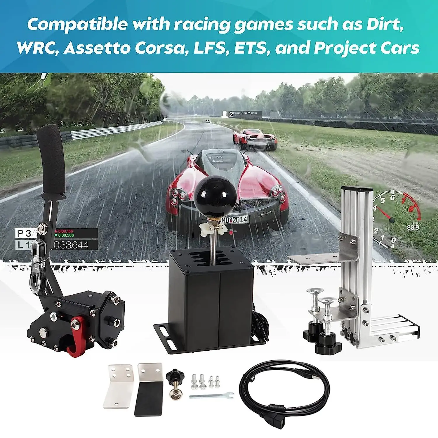 الكمبيوتر USB محاكي شيفتر فرملة اليد مع 7 + R H شيفتر كليب ل لوجيتك G29 G27 لعبة سباق GT THRUSTMASTER T300 T500