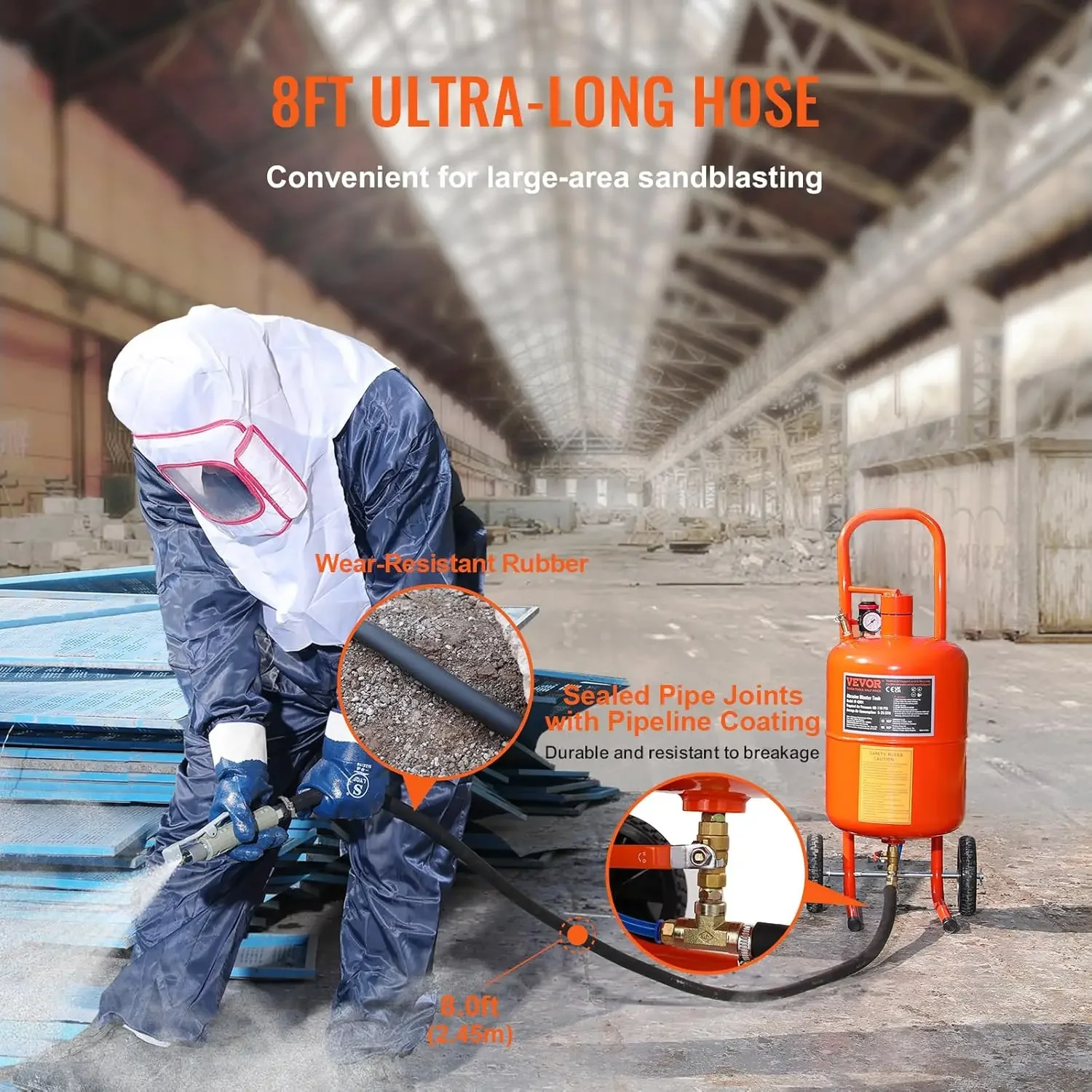 5 Gallon Sand Blaster, 60-110 PSI High Pressure Sandblaster, Portable Abrasive Blasting Tank