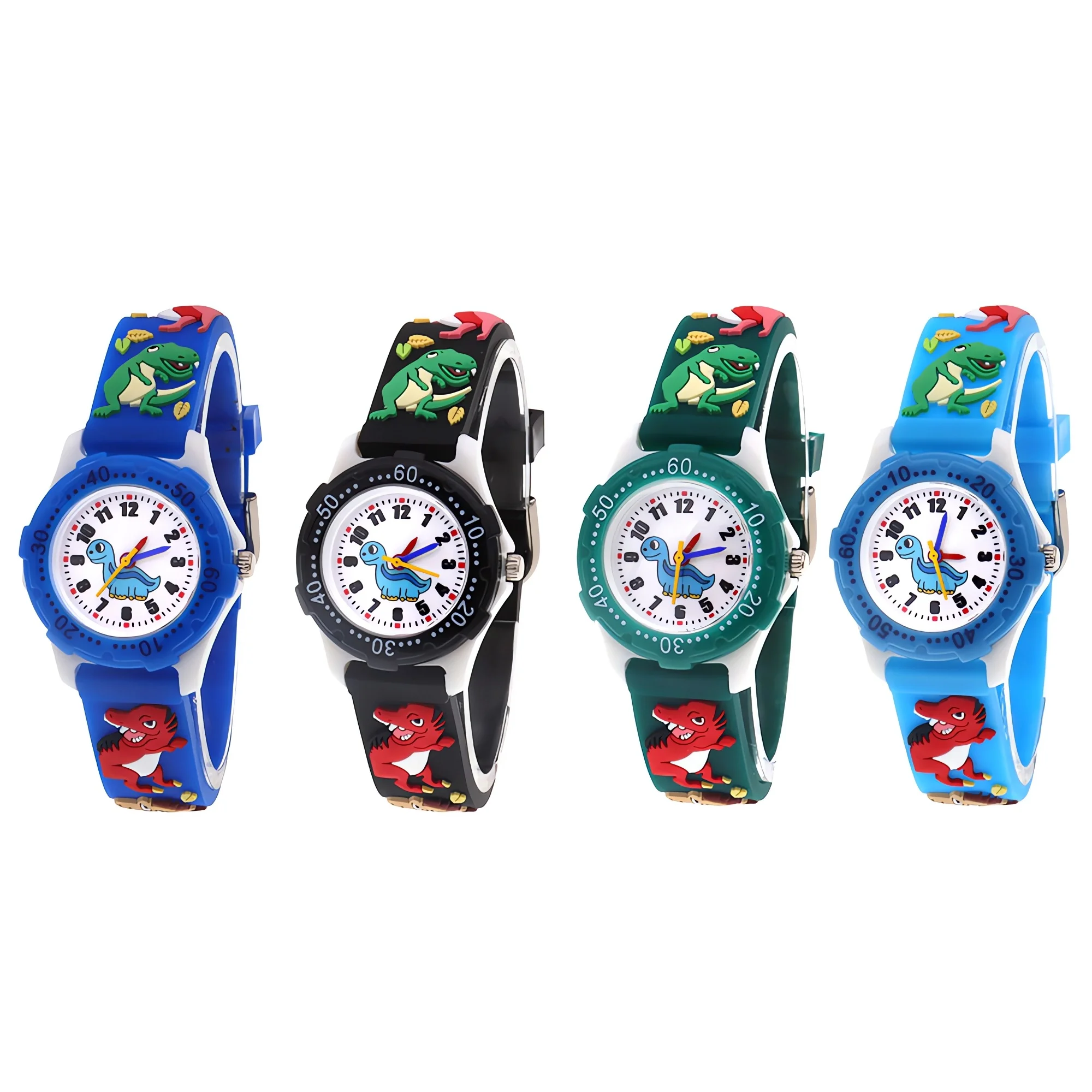 4Pcs Boys Girls Watch Kids Watches Boys Digital Watch Quartz Wristwatch Dinosaur Silicone Strap Baby Watch