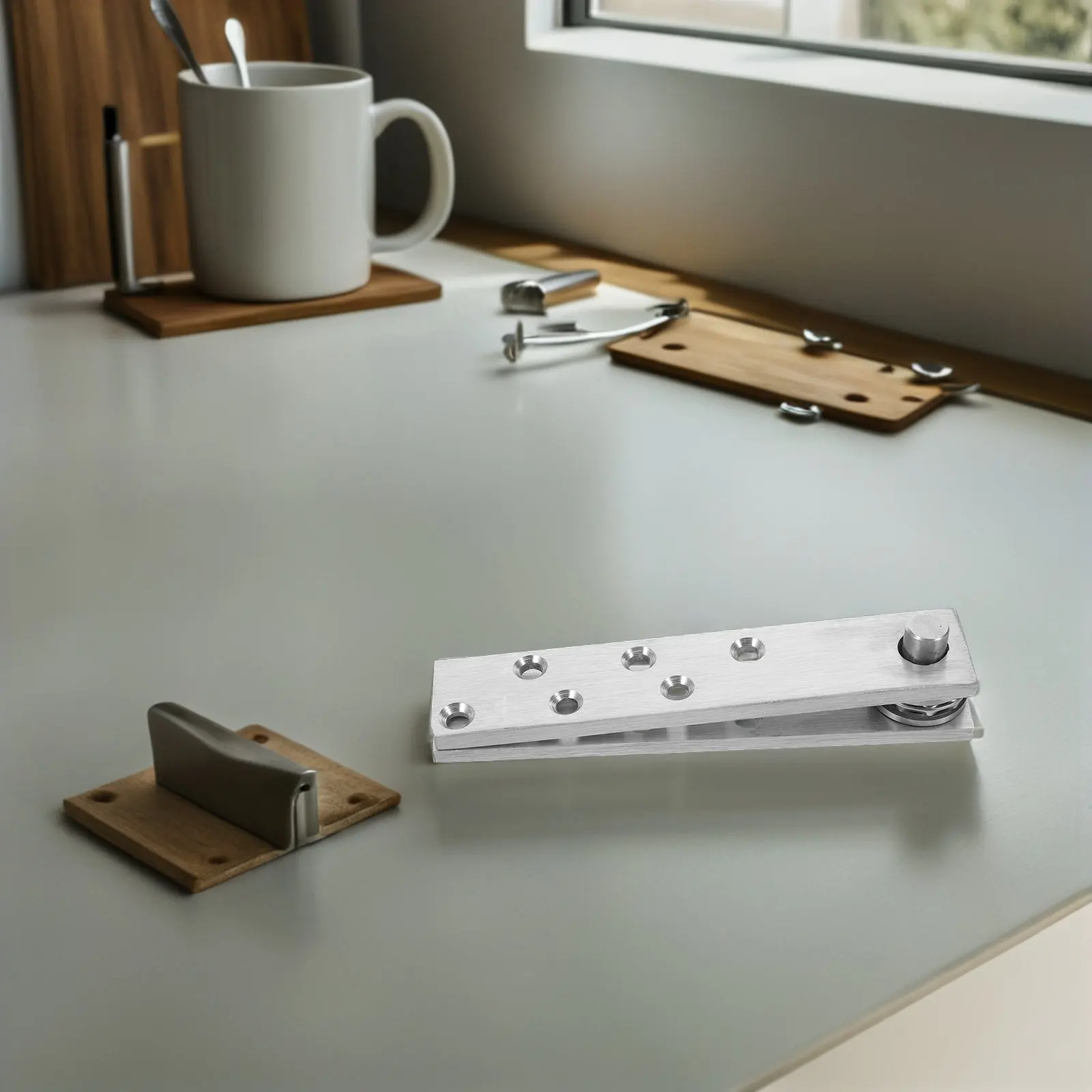 1Set 360 Degree Rotation Heavy Duty Hidden Door Hinge Stainless Steel Invisible Pivot Door Hardware 5.8mm Thick
