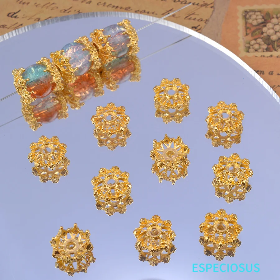 Gold Color Plated Alloy Hollowed Receptacle Beads Holder Vintage Earring Fittings Departments Metal Spacer Jewelry Accessories