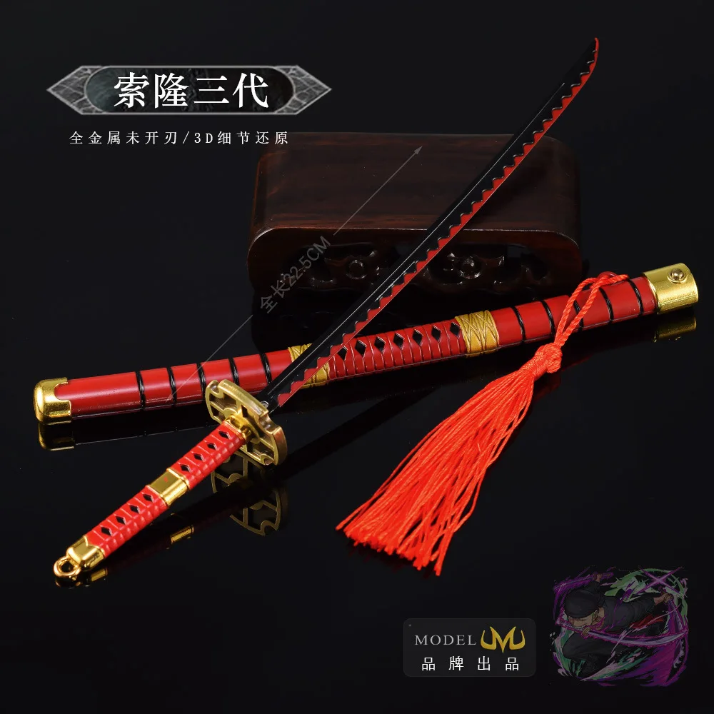 

22.5cm One Piece Anime Peripheral Figure Zoro Sandai Kitetsu Toy Sword Zoro Katana Cosplay All Metal with Sheath Crafts Ornament