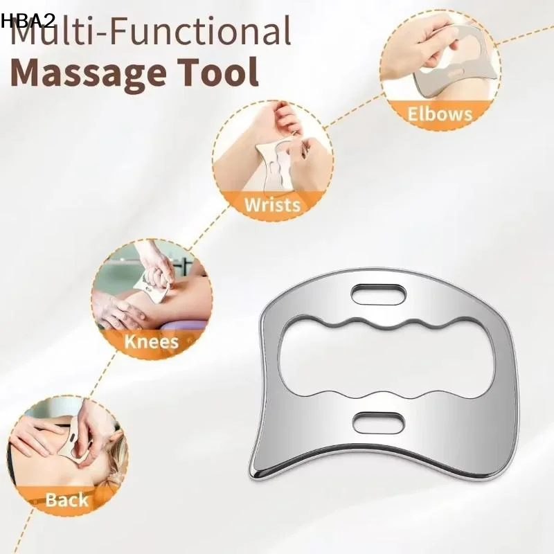【H】Stainless Steel Fascia Gua Sha Board,Facial Beauty Full Body Meridian Relaxation Tool,Portable Manual Massage Wellness Tool