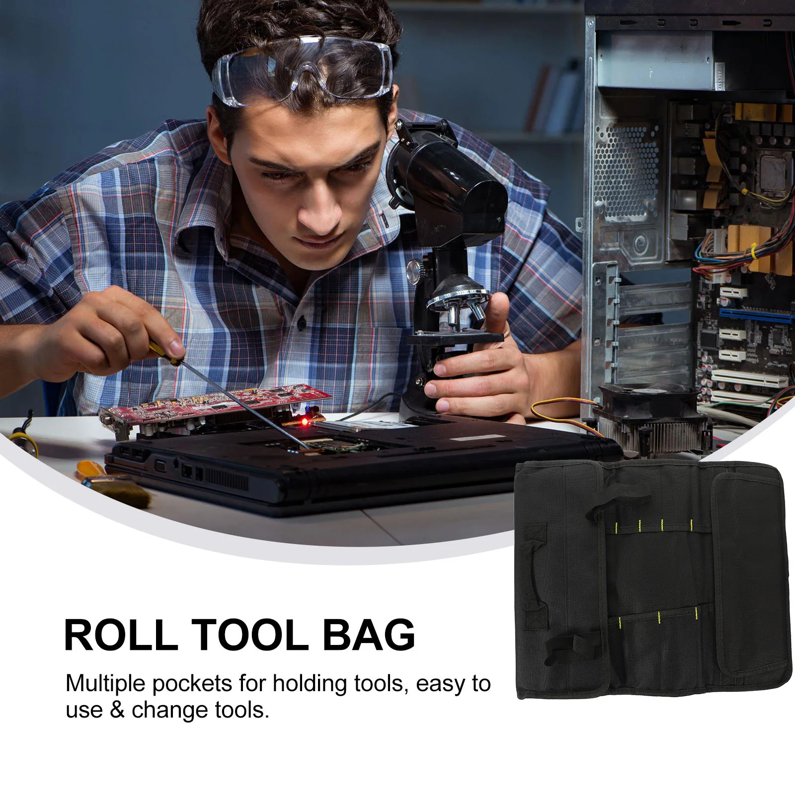 

Electrician Repair Tool Roll Organizer Thick Oxford Cloth Waterproof Portable Tool Utility Bag Wrench Hammer Screwdriver Storage