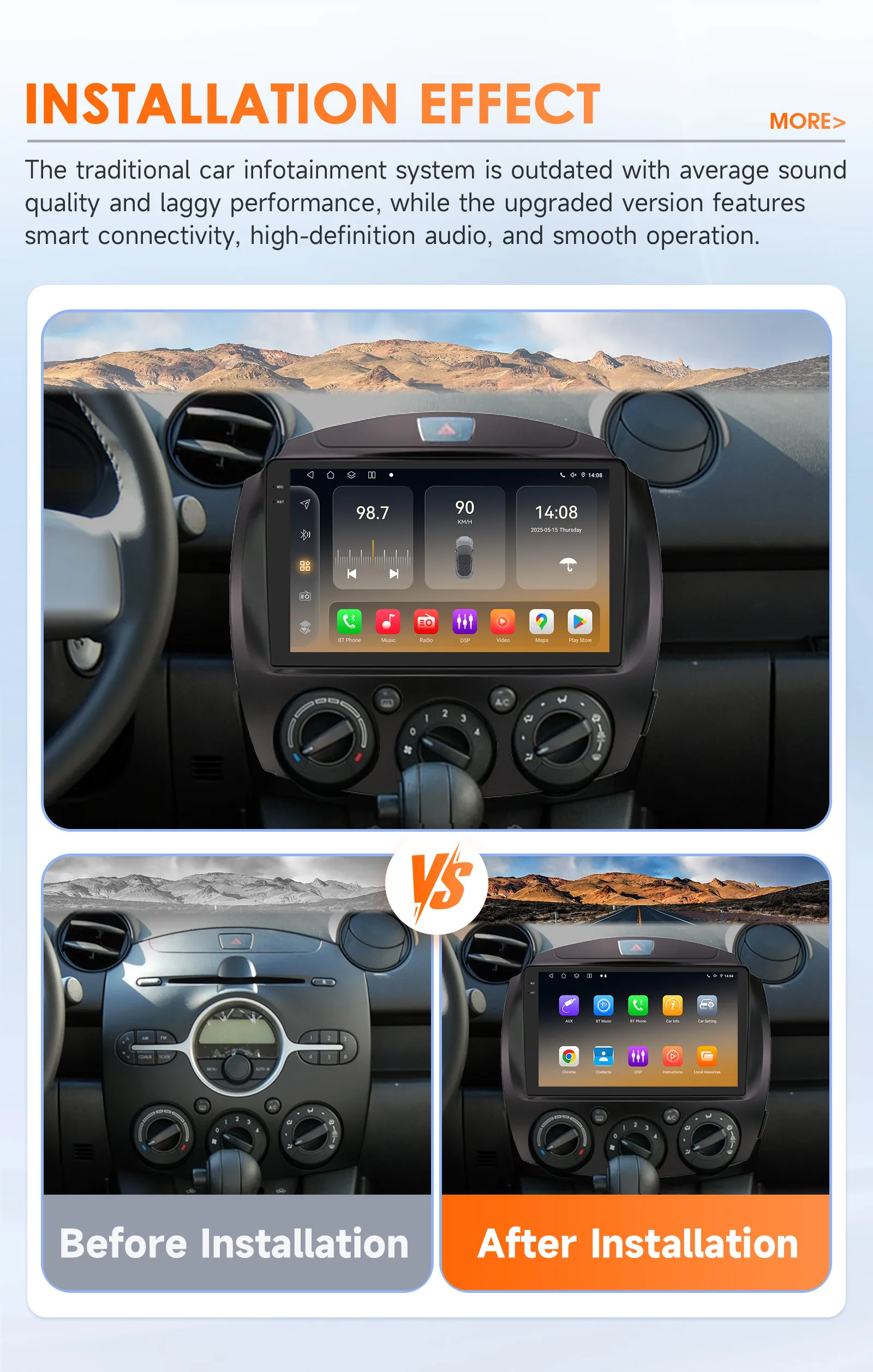 Hizpo Car Intelligent Systems Car Monitor For MAZDA 2 Mazda2 2007 - 2014 Navigation CarPlay Android 14 Bluetooth 4G 360 Camera