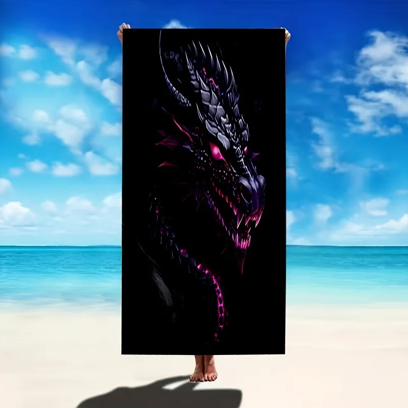 Customize 1pc Dragon Pattern Beach Towel, an Essential for Outdoor Travel, Camping, and Swimming Enthusiasts, an Extra-large, So