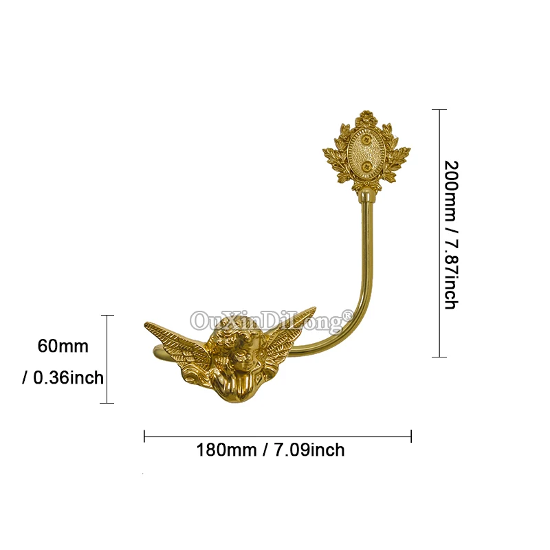 Exquisite Designed 1Pair Solid Brass European Angels Curtain Holdbacks Wall Drapery Tie Back Hooks Hangers Home Decorations