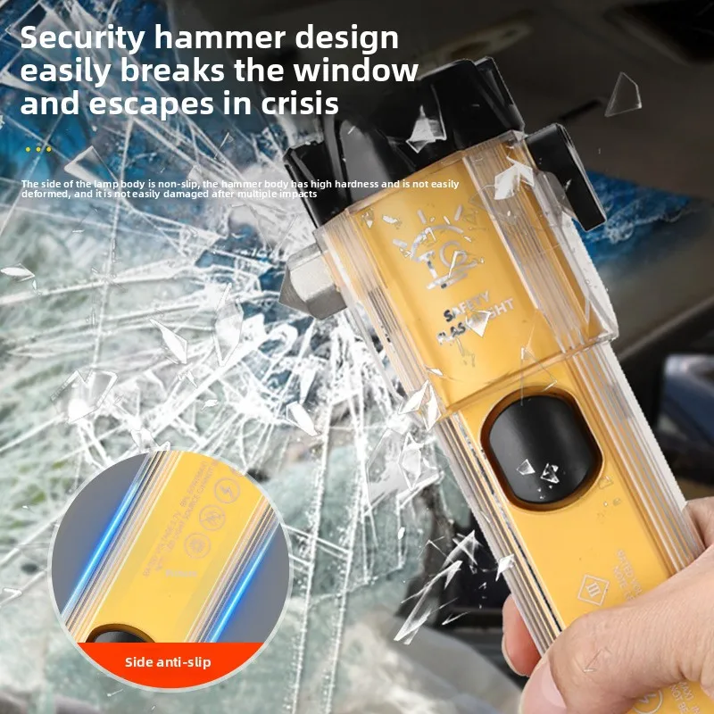 Strong Light Safety Hammer LED Flashlight Zoom Remote Multifunctional Lighter USB Power Bank Magnetic Work Light Horn Flashlight