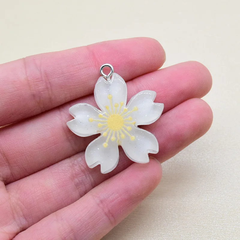 10PCS Clear Cherry Flat Back Resin Charms for DIY Jewellery Making