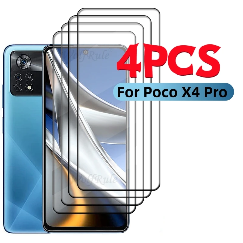 

4/3/2/1PCS For Poco X4 Pro Glass Xiaomi Poco X4 Pro Tempered Glass Protective Full Cover Glue 9H Screen Protector Poco X4 Pro 5G