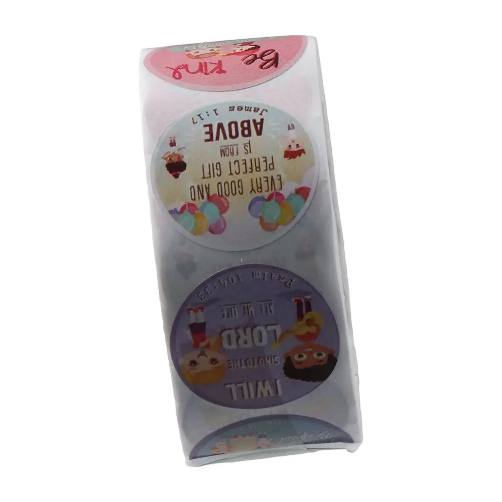 

Новые самоклеящиеся христианские наклейки круглой формы, религиозные наклейки в рулоне, 8, дизайн, наклейки со стихами из Библии, Пасха