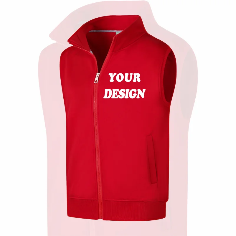 Chaleco de invierno Chaqueta de color sólido sin mangas Chaleco de forro polar Estilo de pareja bordado personalizado LOGO