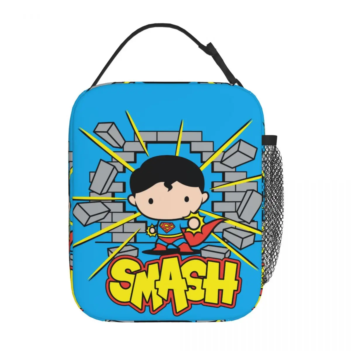 

Chibi Supermans Smashing Insulated Lunch Bags Cooler Bag Reusable Lunch Container Portable Tote Lunch Box Bento Pouch College