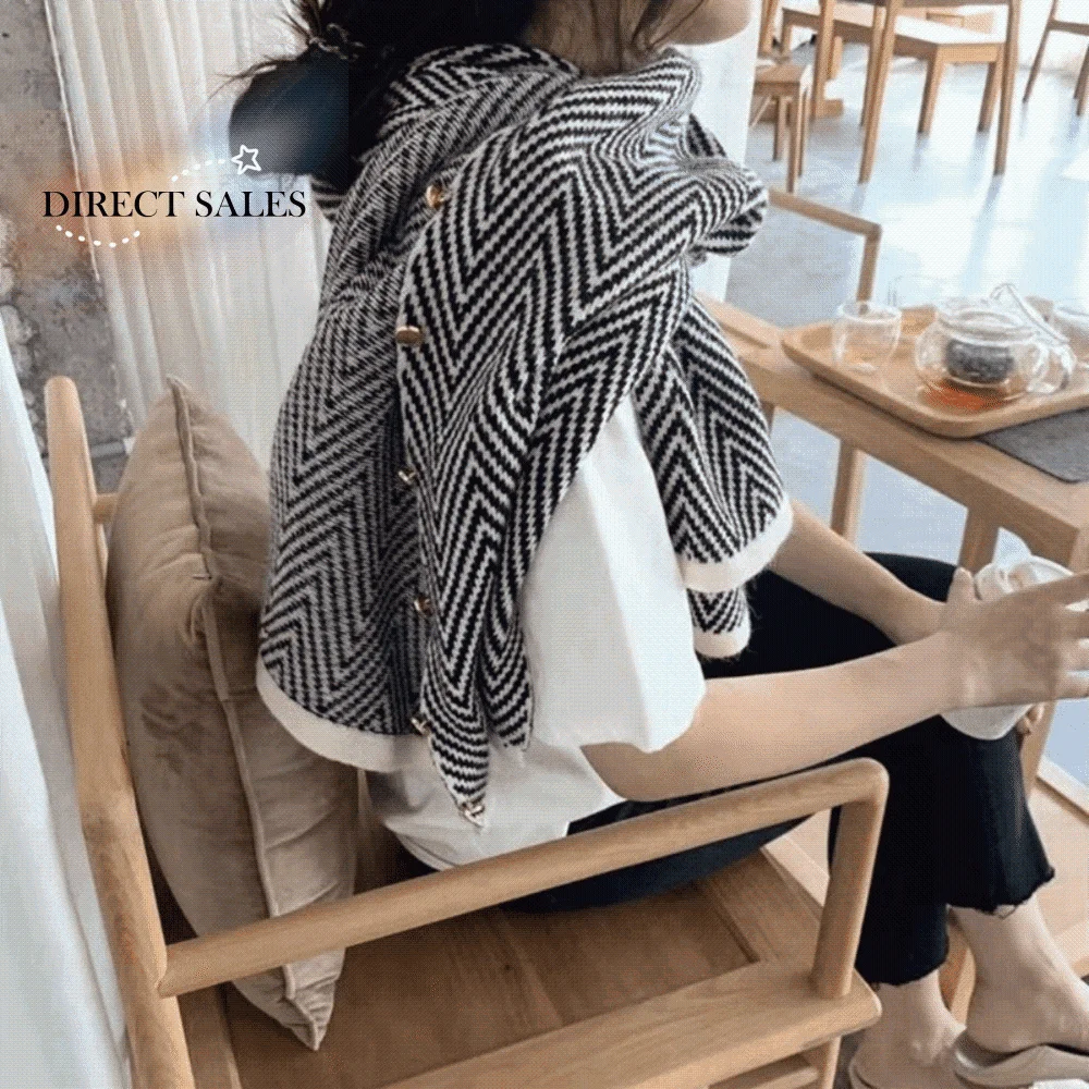 

Simple Striped Imitate Cashmere Scarf Plush with Button Winter Cashmere Scarves Warm Contrasting Color Long Shawl Student