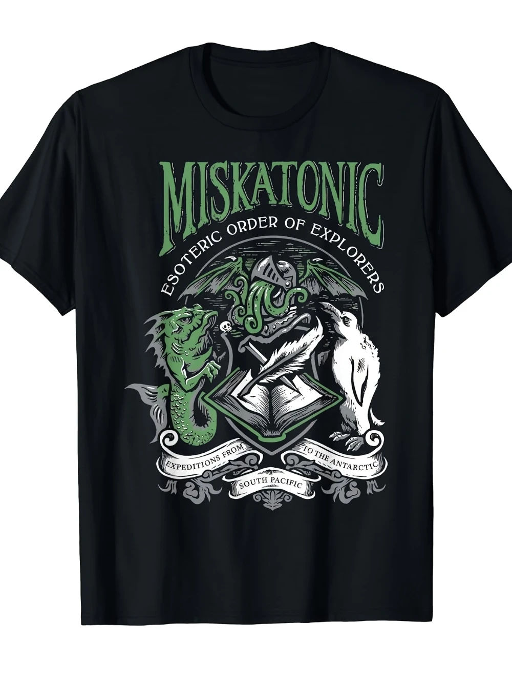 Camiseta Unissex Miskatonic University Cthulhu Mythos para Homens e Mulheres, Design Lovecraft em Algodão 100% Macio com Tentáculos Elder Sign