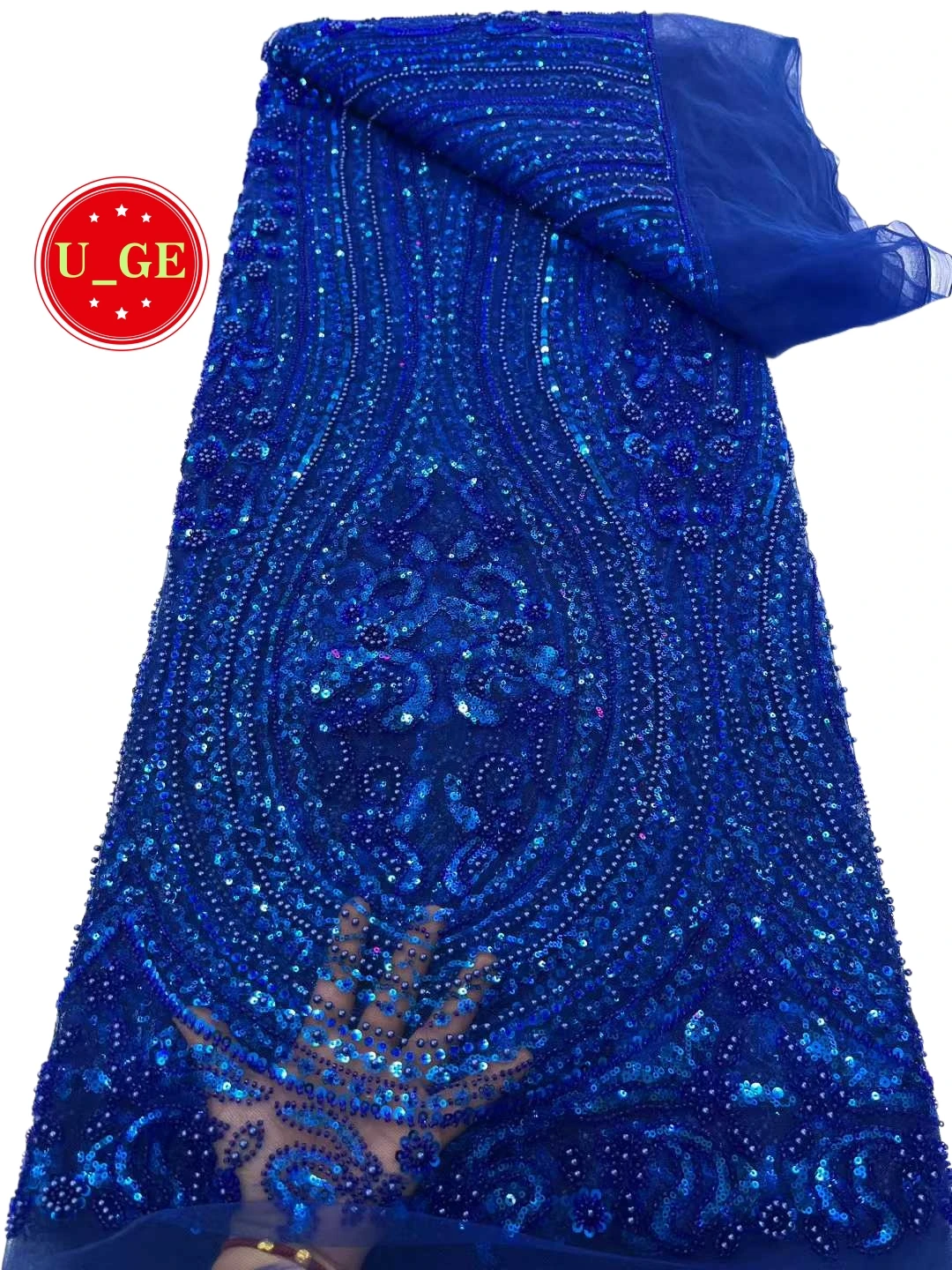 

2026Luxurious Delicate Soft Beaded Lace Fabric with Stones–Elegant High-Quality Tube Lace for Wedding & Evening DresseU_GE1635