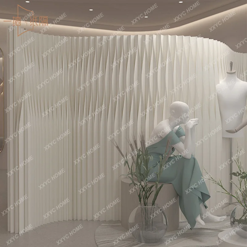 LFoldable mobile fence organ paper wall partition No punching living room screen partition room screens and dividers
