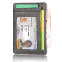 RFID Blocking Men's Leather Wallet Slim Credit Card Holder Business Male Portable Mini Travel Purse For Man