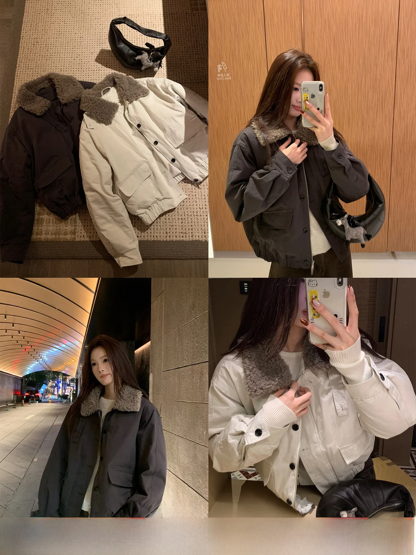 

Cactiop Barn Wind Lamb Fur Collar Down Jaet Женская повседневная теплая рабочая одежда Пальто на молнии Long Sve Regular Fit