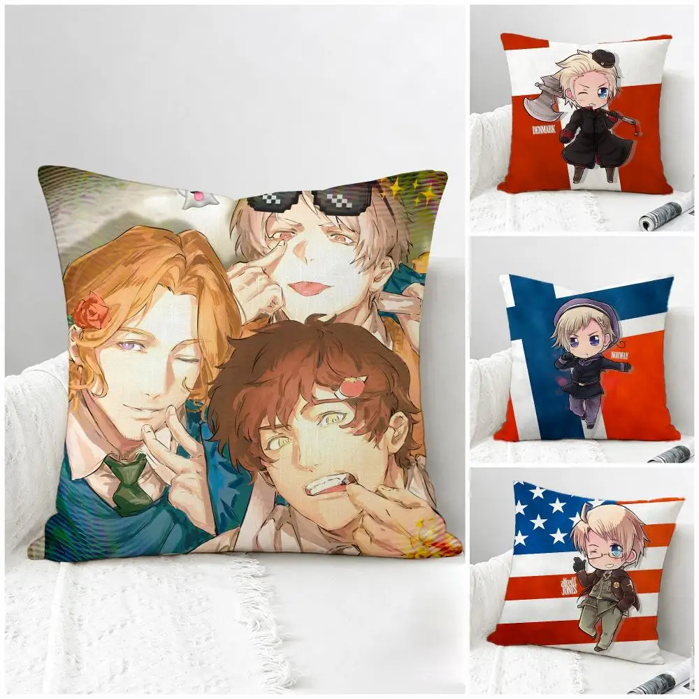 Anime Hetalia Cushion Cover Natural Linen Pillowcase Set, All-in-One Decor for Sofa, Bedroom & Chair
