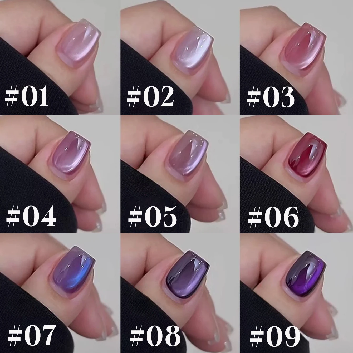 MIANEL 10ML 1-9pcs Cat Eye Gel Nagellak Paarse Serie Druif & Zwart Kerst Thema Nail Art negen Spar Patroon