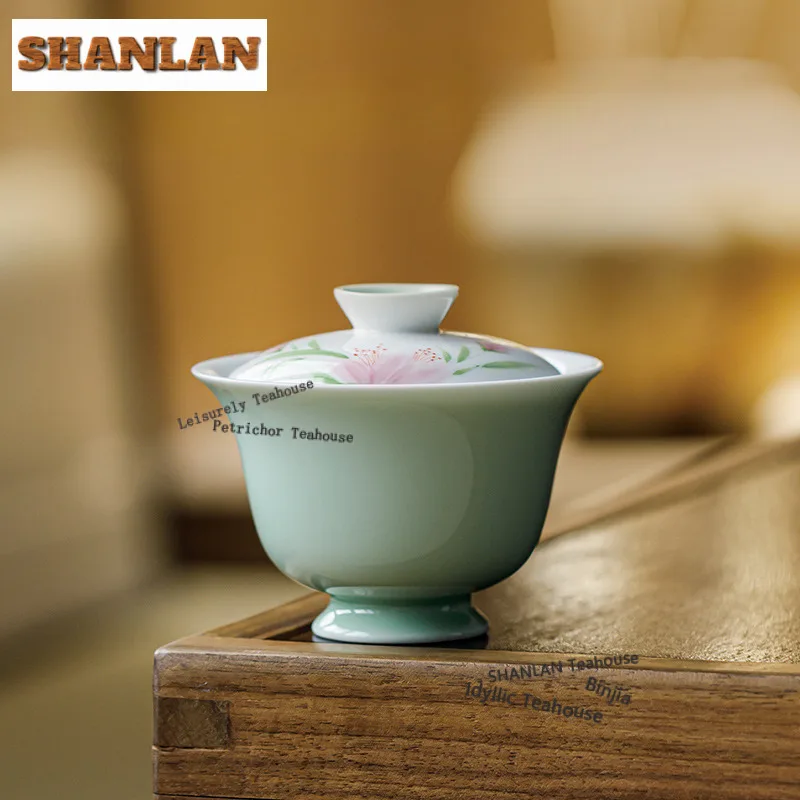 

100 мл чистая ручная роспись с цветком лилии Гавань, винтажная чайная варенька, чайная чаша с крышкой, комплект чайника, крышка, чаша, украшение для чайных сервизов