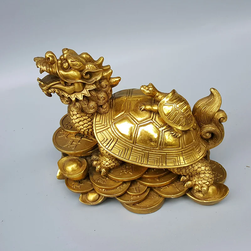 2023 HOME SHOP BOSS good luck ZHAO CAI  COPPER dragon turtle decorative ornament Bring good luck Recruit wealth Business booming