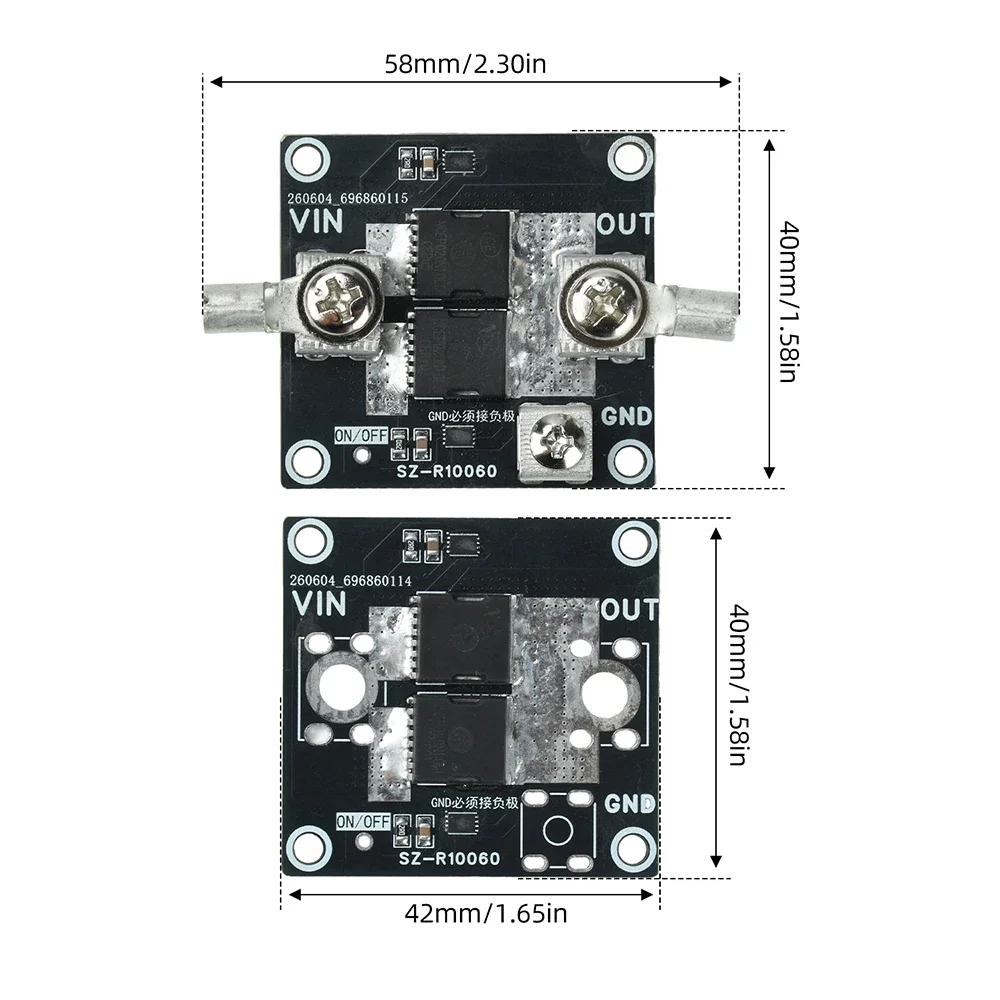 100A High Current Ideal Diode Module DC 5-100V Battery Protection Module for Solar Battery Reverse Connection Protection
