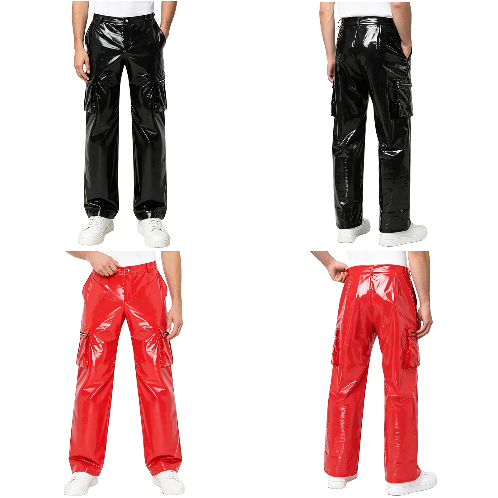 men-fashion-pu-leather-punk-y2k-straight-leg-cargo-pants-western-cowboy-trousers-disco-dance-club-rave-party-bottoms-streetwear
