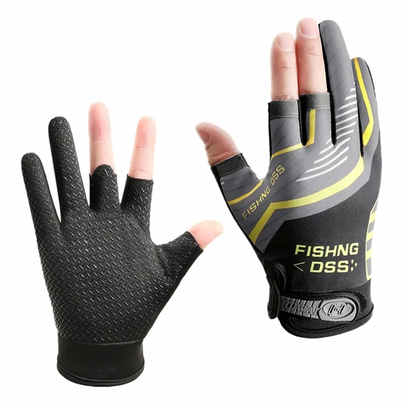 New Fishing Gloves for Men Summer Fishing Road Sub Sunscreen and Anti Slip Ice Silk Breathable Thin Three Finger Cut Gloves