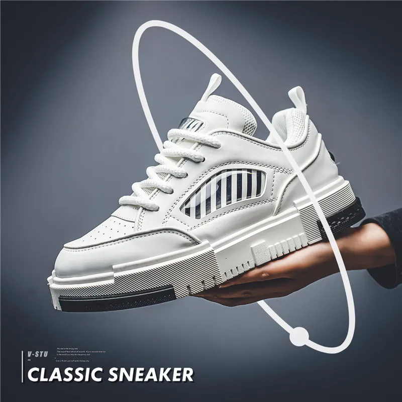 

Autumn New Men's Breathable White Shoes - Thick Sole Wear-Resistant Trendy Versatile Casual Sneakers