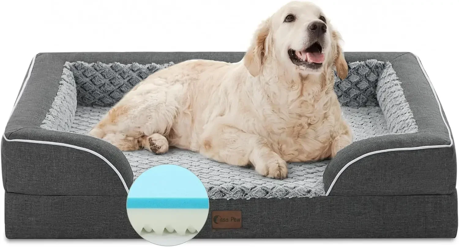 

Memory Foam XL Dog Bed with Bolsters, Cooling Dog Beds for Extra Large Dogs, Waterproof Orthopedic Dog Bed