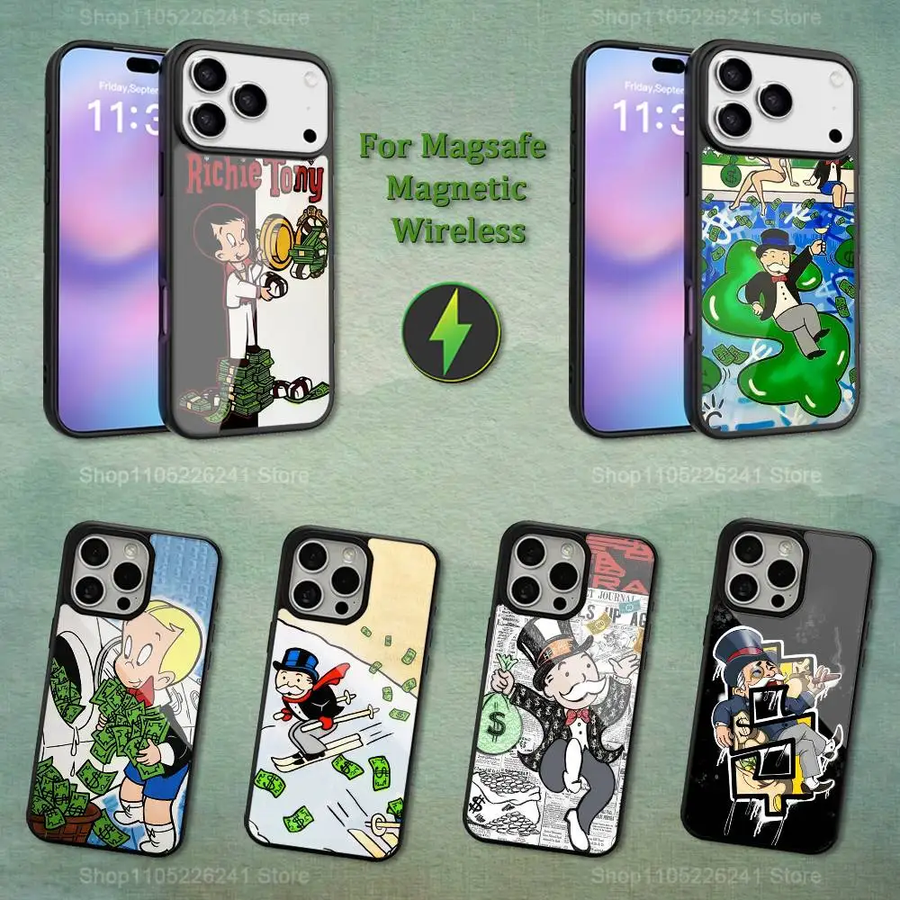 

L-Luxury Dollar MonoPoly-ES Phone For iPhone 17,14,11,15,16,13,12,Pro,Max,For Magsafe,Plus,Mini, Magnetic Wireless Charging Case