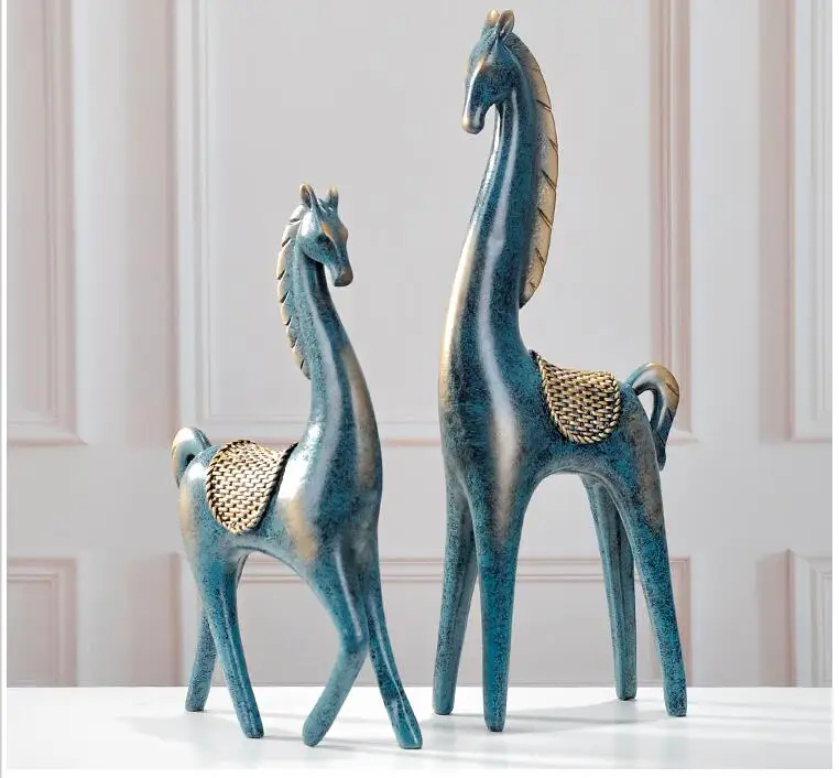 Imagem -04 - Simples Moderno Resina Cavalo Ornamentos Decoração de Casa Sala de Estar Mesa Estatuetas de Animais Acessórios Artesanato Decoração de Presentes de Casamento Arte Decoração