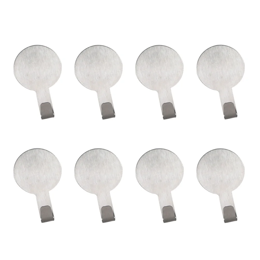 

8PCS Non-marking Stainless Steel Hook Stainless Steel Wall Bathroom Kitchen Self-adhesive Hanging Hanging Hook Coats Racks