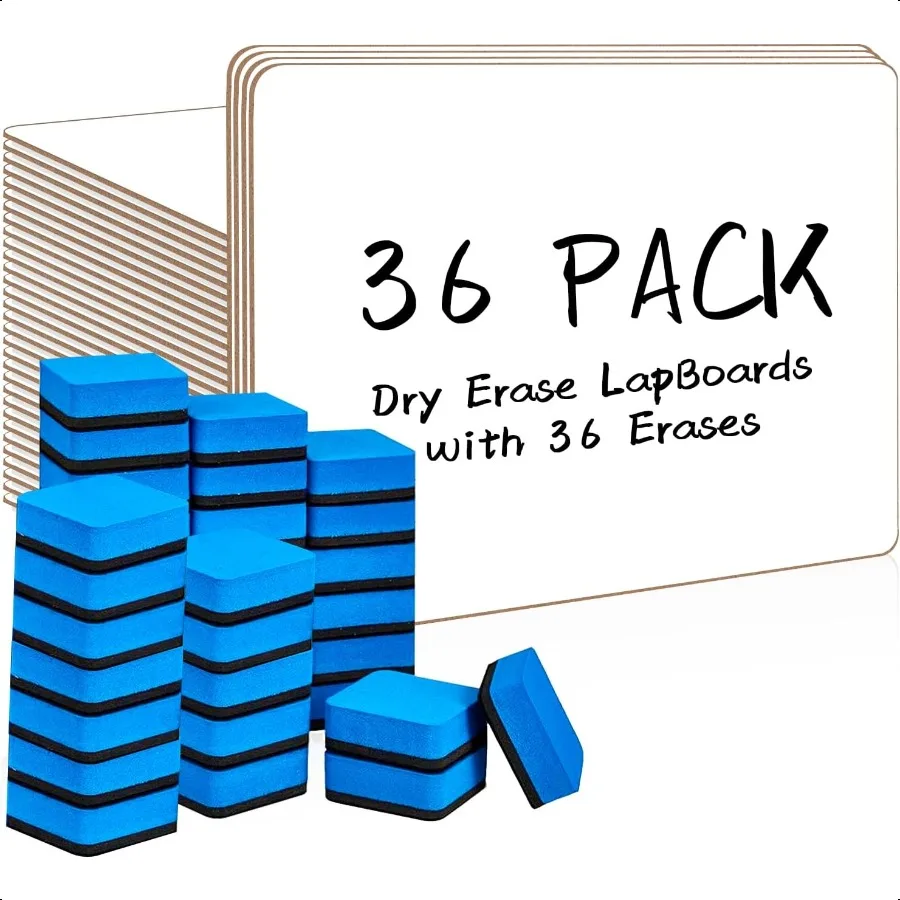 

Dry Erase LapBoards 36 Pack Double Sided 12.5 x 9 Inch Whiteboards with 36 Erasers Dry Erase Boards for Office Students Classro