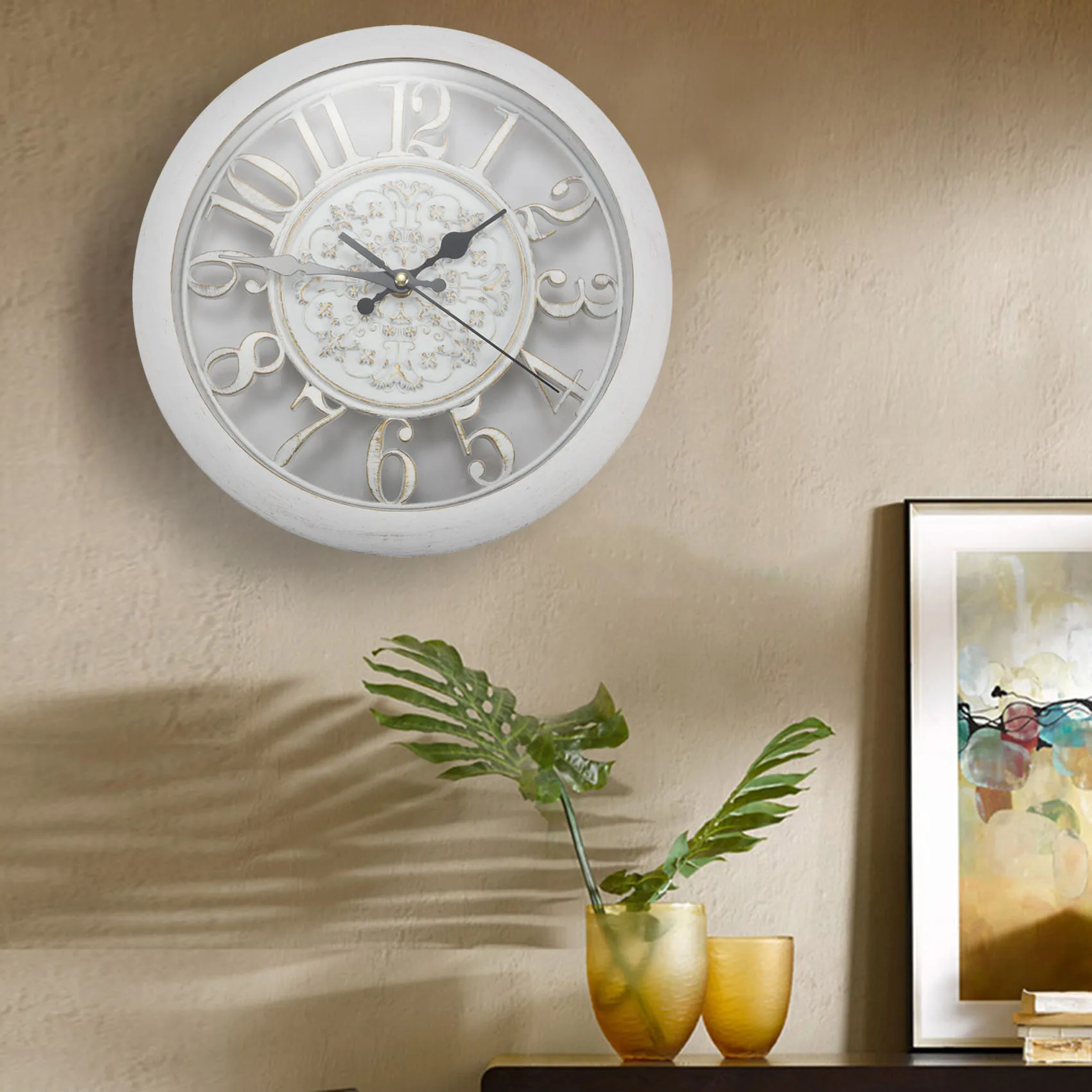 Wandklok Saat Klok Klok De Pared Muur Saati Vintage Digitale Wandklokken Klok De Muur Muur Horloge Horloge Muur Kwarts (Wit)