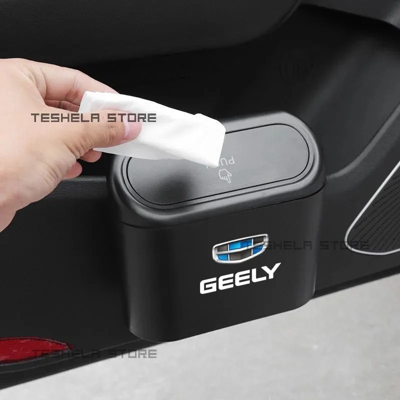 Auto Mülleimer Hängen Fahrzeug Müll Staub Fall Lagerung Box Für Geely Ttugella Geometrie C Coolray Emgrand Atlas Pro EC7 GX3 GX7