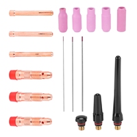 17Pcs Welders Welding Torch Tig Cup Collet Body Nozzle Kit Tungsten Electrode For Wp-17/18/26 Tig Welding Torch