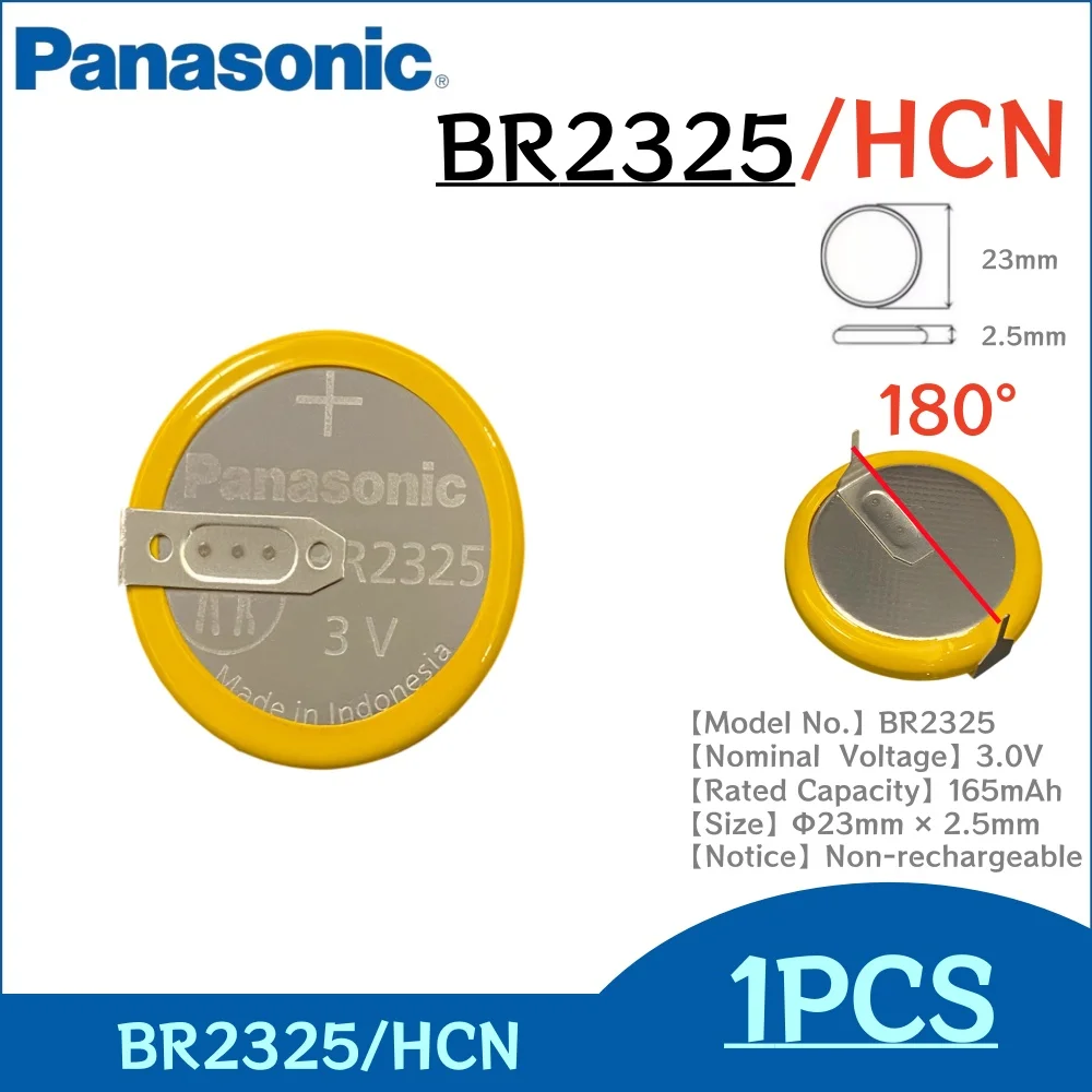 1-10PCS Original Panasonic BR2325/HCN 180° 2PIN Lithium Battery with Solder Tabs Wide Temperature Range for Industrial Equipment