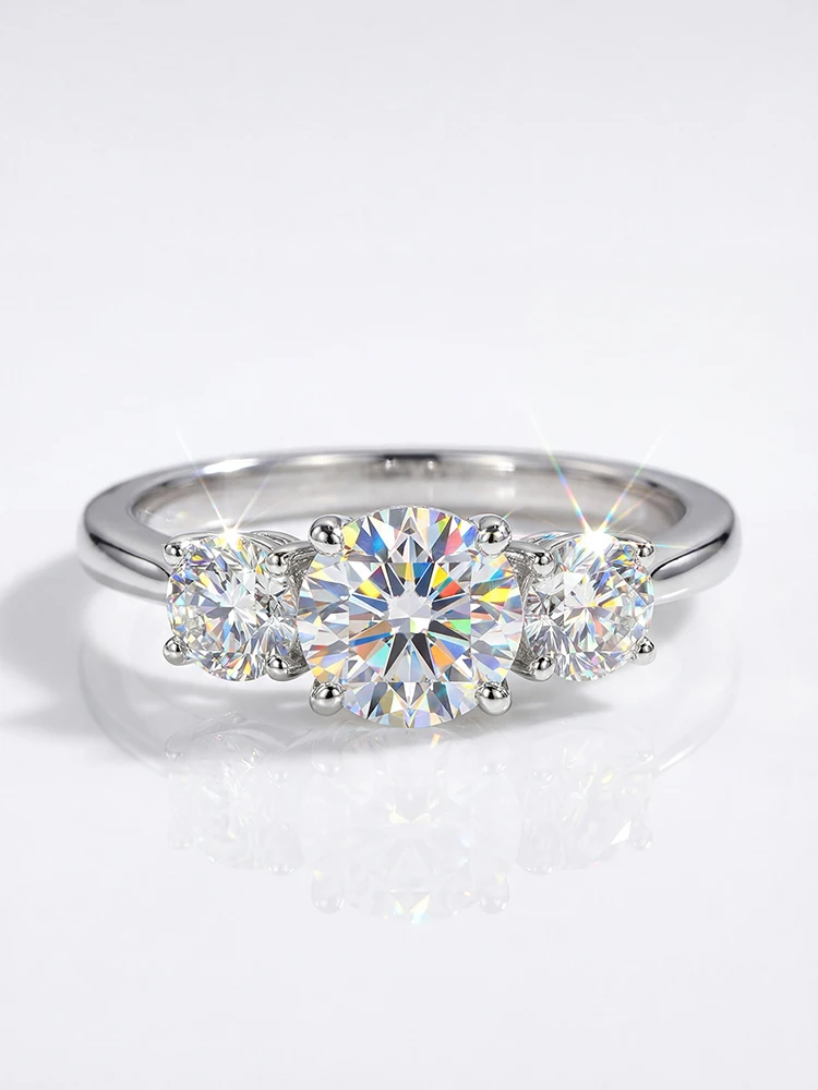 Brillanter klassischer 1CT Moissanit-Diamant mit Zertifikat, Verlobungsringe für Damen, Hochzeitsfeier, luxuriöser Modeschmuck – Detail 6