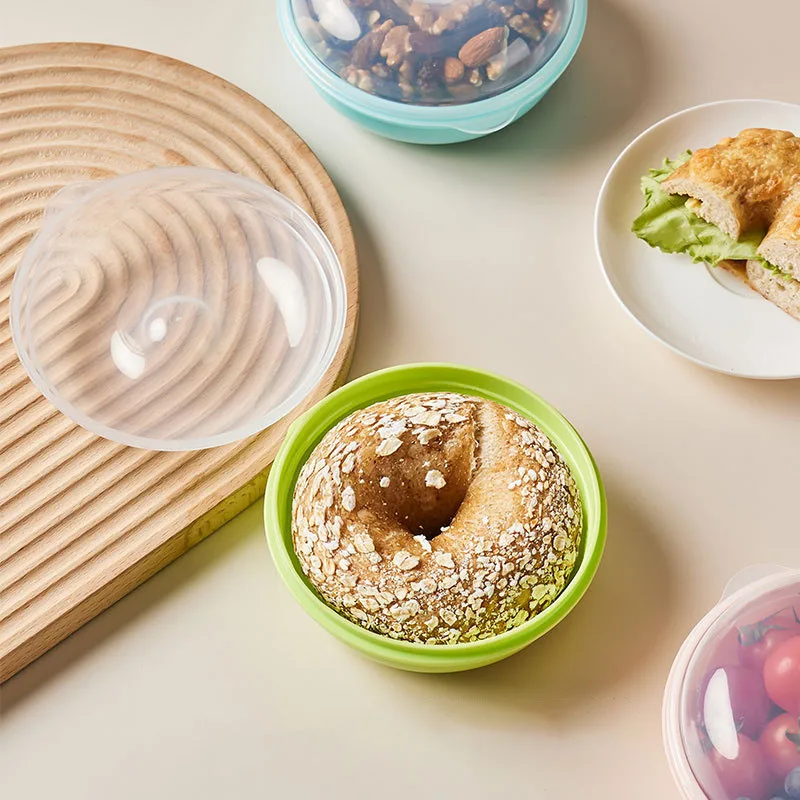 

Bagel Container Box Transparent Arc Design Dessert Case Heat Resistant Microwaveable Waterproof Lunch Box Kitchen Accessories