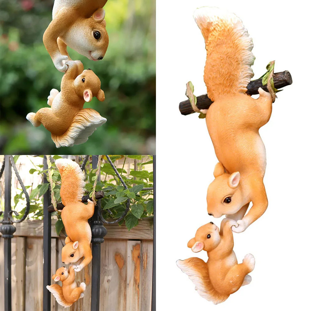 Creative Resin Squirrel Statue Lifelike Resin Squirrel Decorative Figurines Garden Courtyard Miniature Landscape Decorations